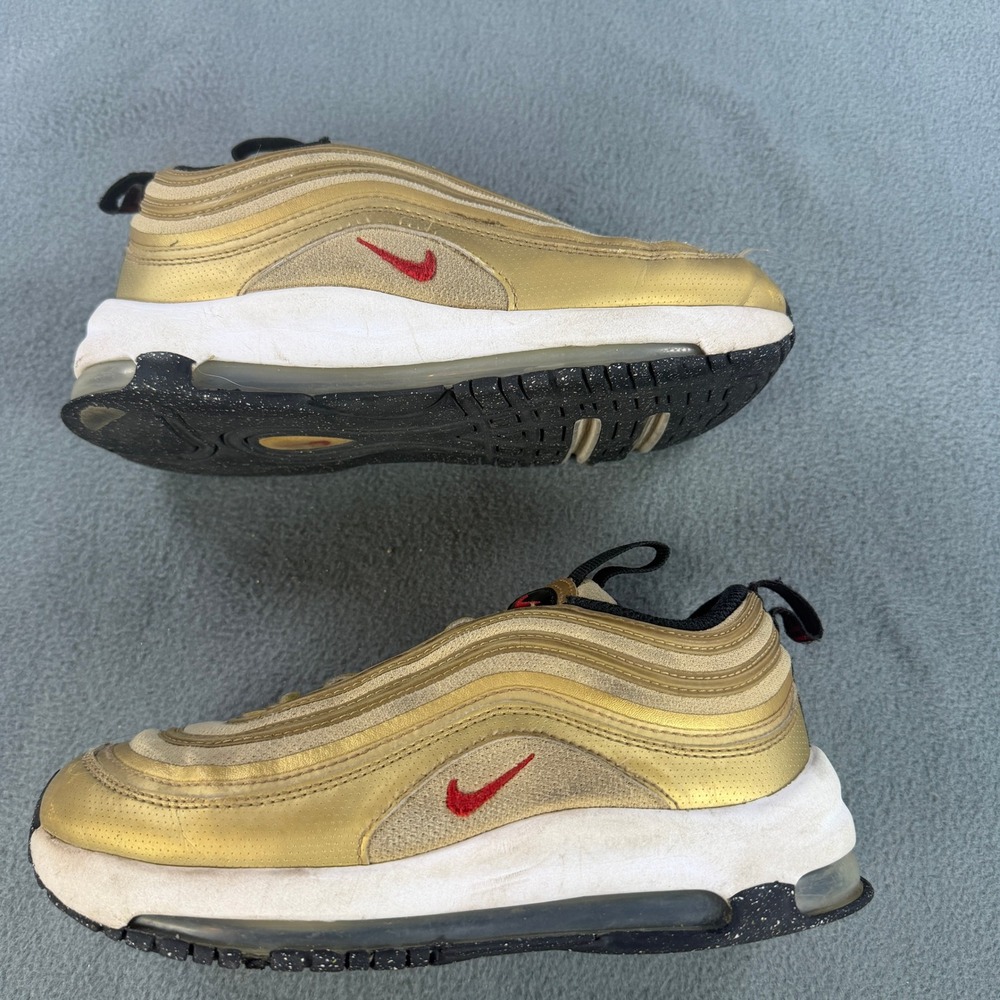 Nike Air Max 97 Metallic Gold Red Kids Sneakers FB2963-700 Size 2Y